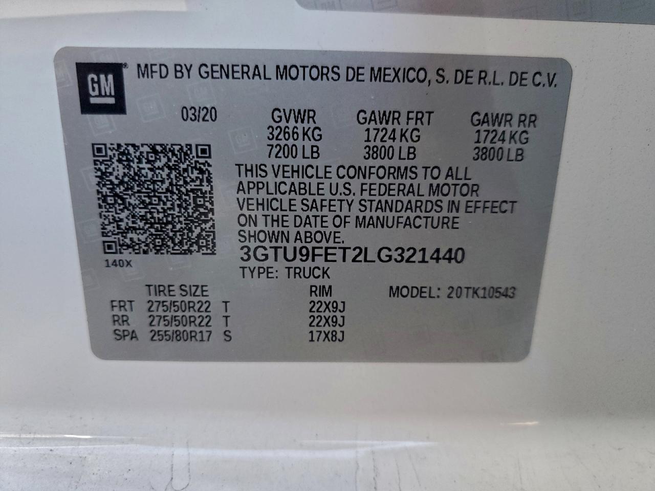2020 GMC Sierra K1500 Denali VIN: 3GTU9FET2LG321440 Lot: 93880555