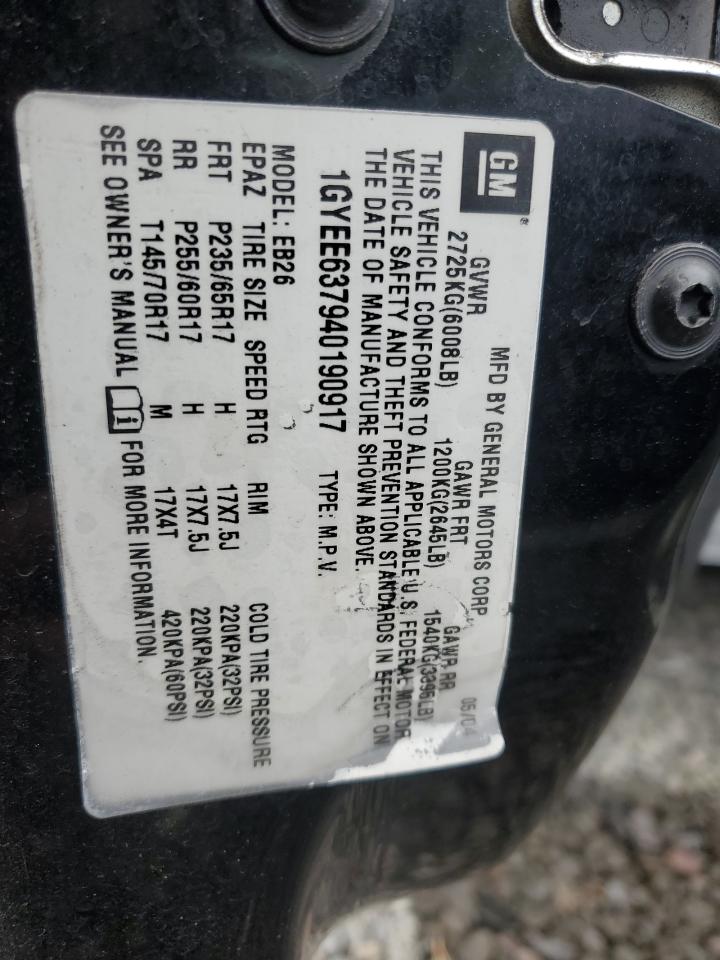 2004 Cadillac Srx VIN: 1GYEE637940190917 Lot: 92823345