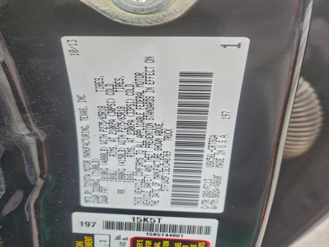 2014 Toyota Tundra Double Cab Sr VIN: 5TFUW5F13EX340769 Lot: 93617365