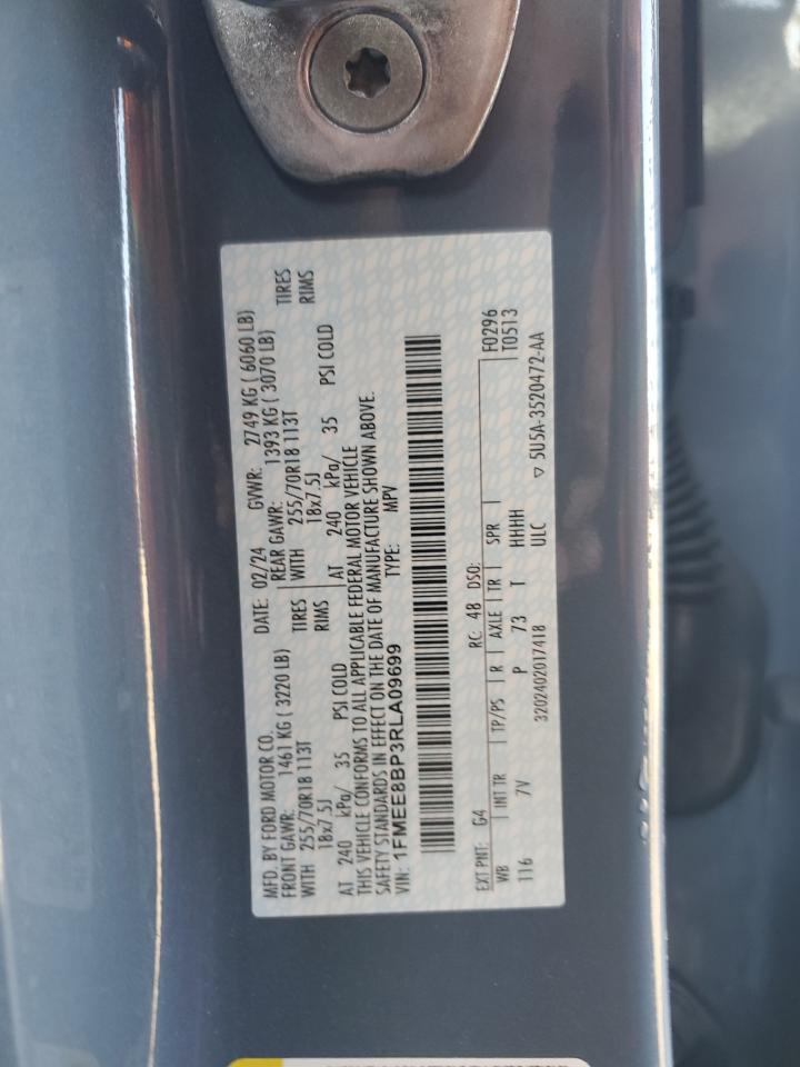 2024 Ford Bronco Outer Banks VIN: 1FMEE8BP3RLA09699 Lot: 92308335