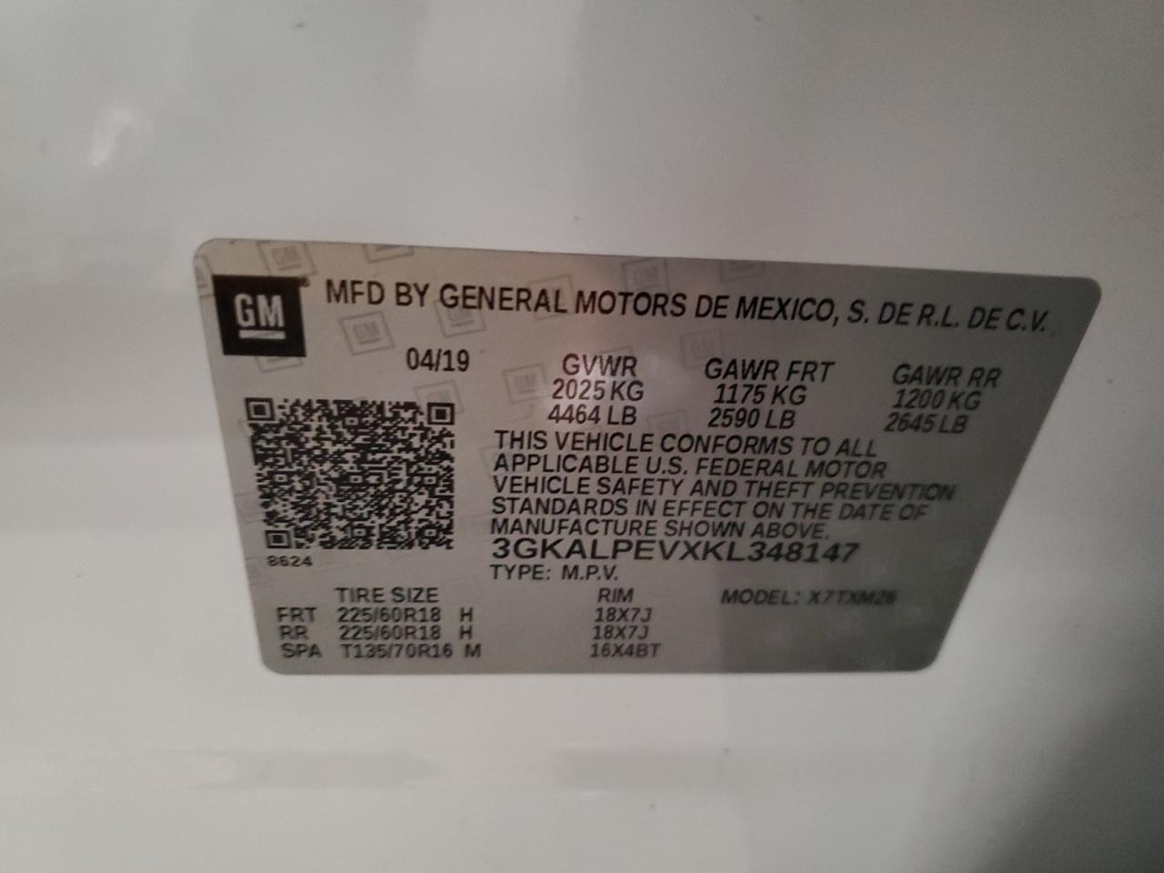 2019 GMC Terrain Slt VIN: 3GKALPEVXKL348147 Lot: 91680985