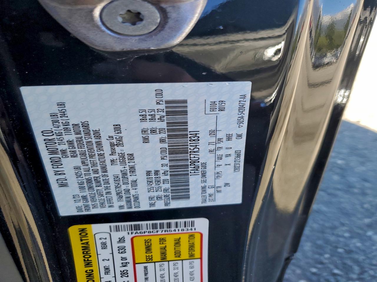 2024 Ford Mustang Gt VIN: 1FA6P8CF7R5418341 Lot: 94300055