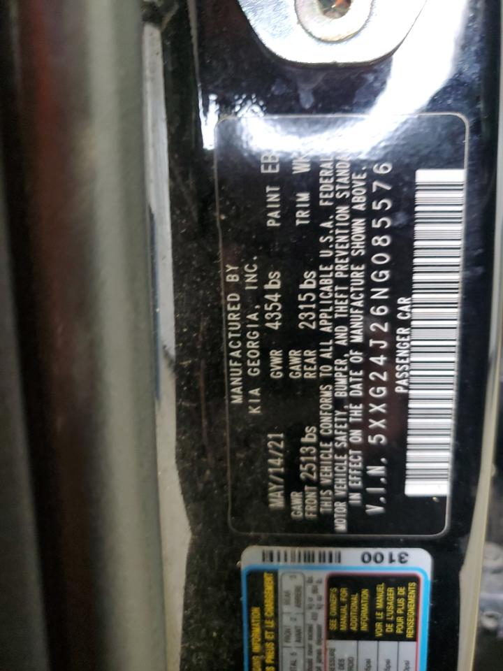 2022 Kia K5 Lx VIN: 5XXG24J26NG085576 Lot: 92787455