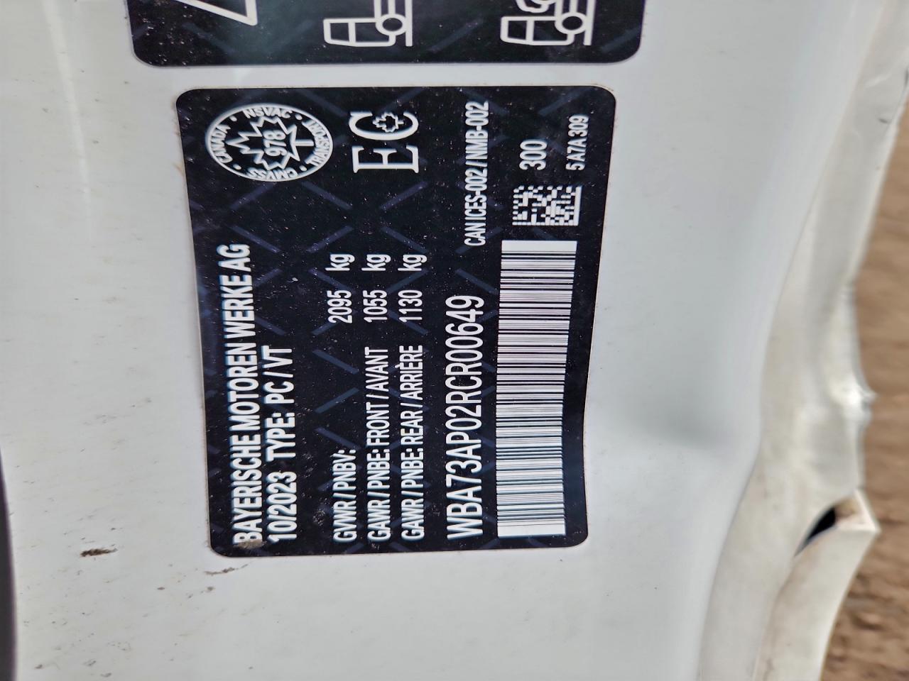 2024 BMW 430Xi VIN: WBA73AP02RCR00649 Lot: 92006415