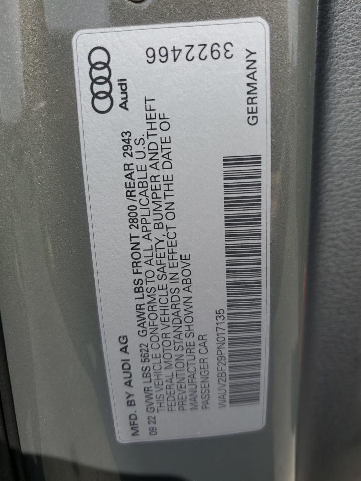 2023 Audi A7 Prestige S-Line VIN: WAUV2BF29PN017135 Lot: 91082305