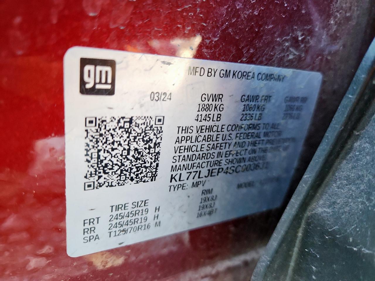 2025 Chevrolet Trax 2Rs VIN: KL77LJEP4SC003631 Lot: 91836565