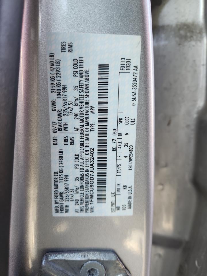 2018 Ford Escape Se VIN: 1FMCU9GD7JUA32402 Lot: 93217075