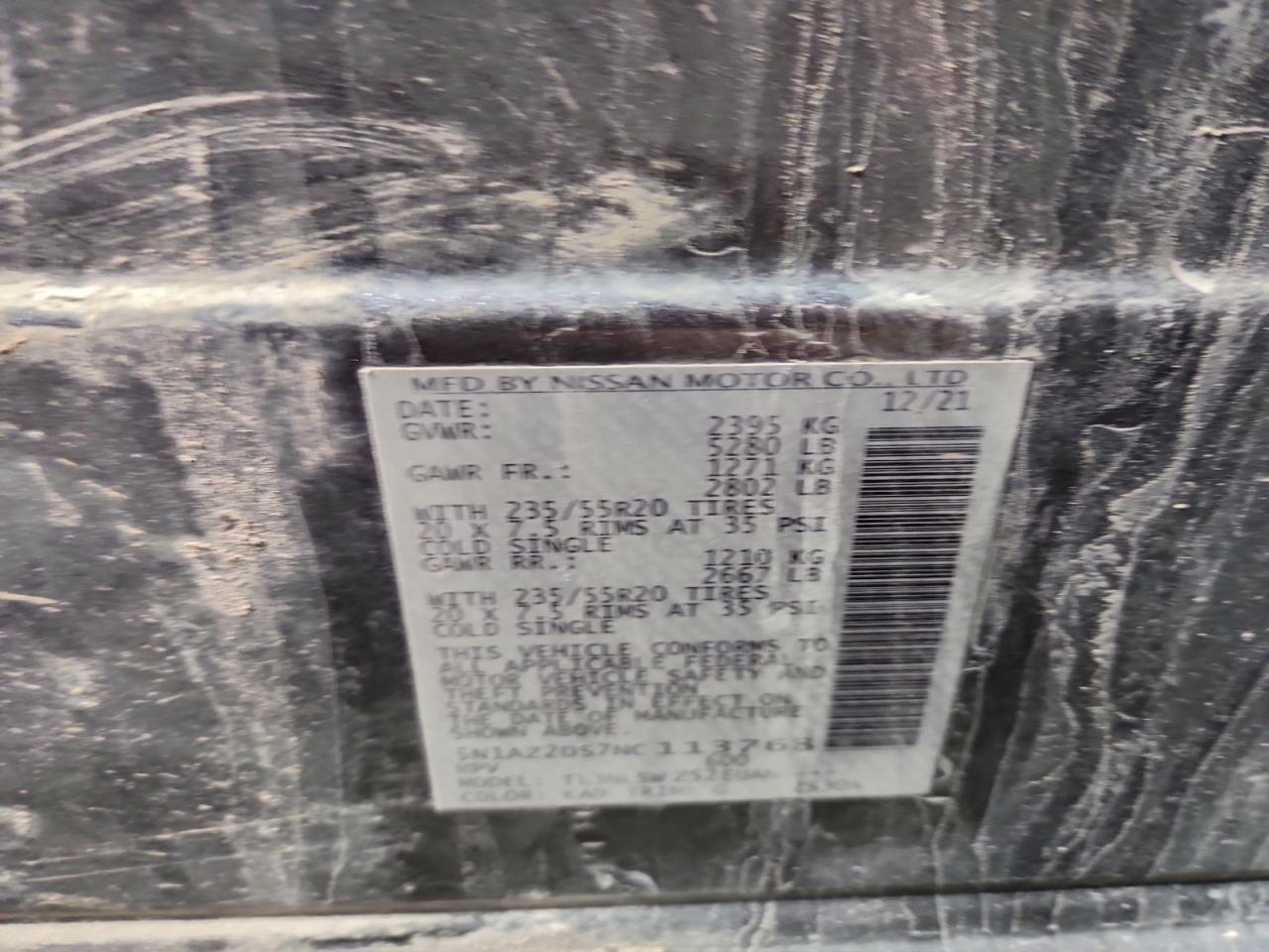 2022 Nissan Murano Platinum VIN: 5N1AZ2DS7NC113768 Lot: 94040015