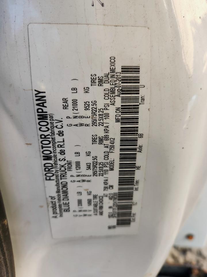2013 Ford F750 Super Duty VIN: 3FRXF7FJ2DV798300 Lot: 90423905