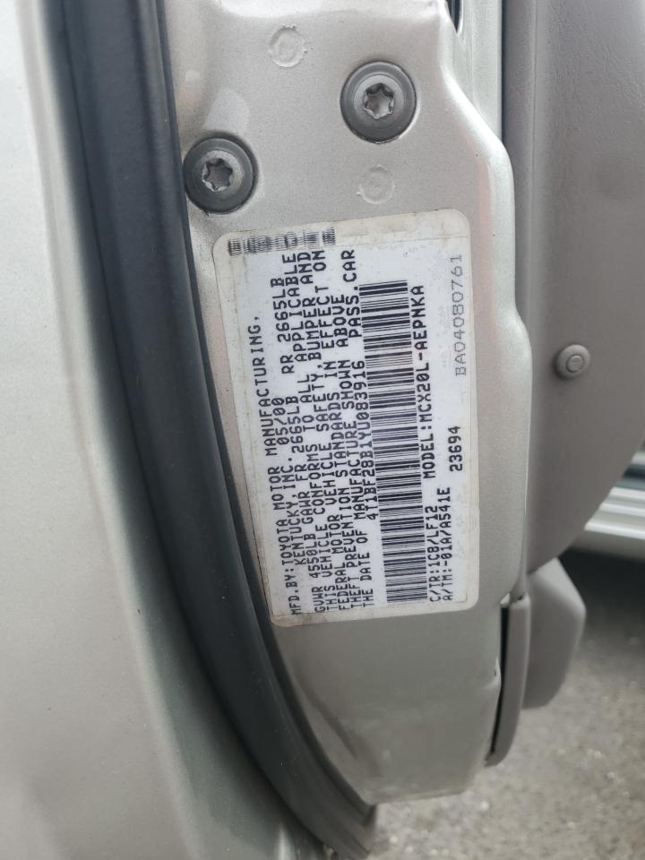 2000 Toyota Avalon Xl VIN: 4T1BF28B1YU083916 Lot: 93847235