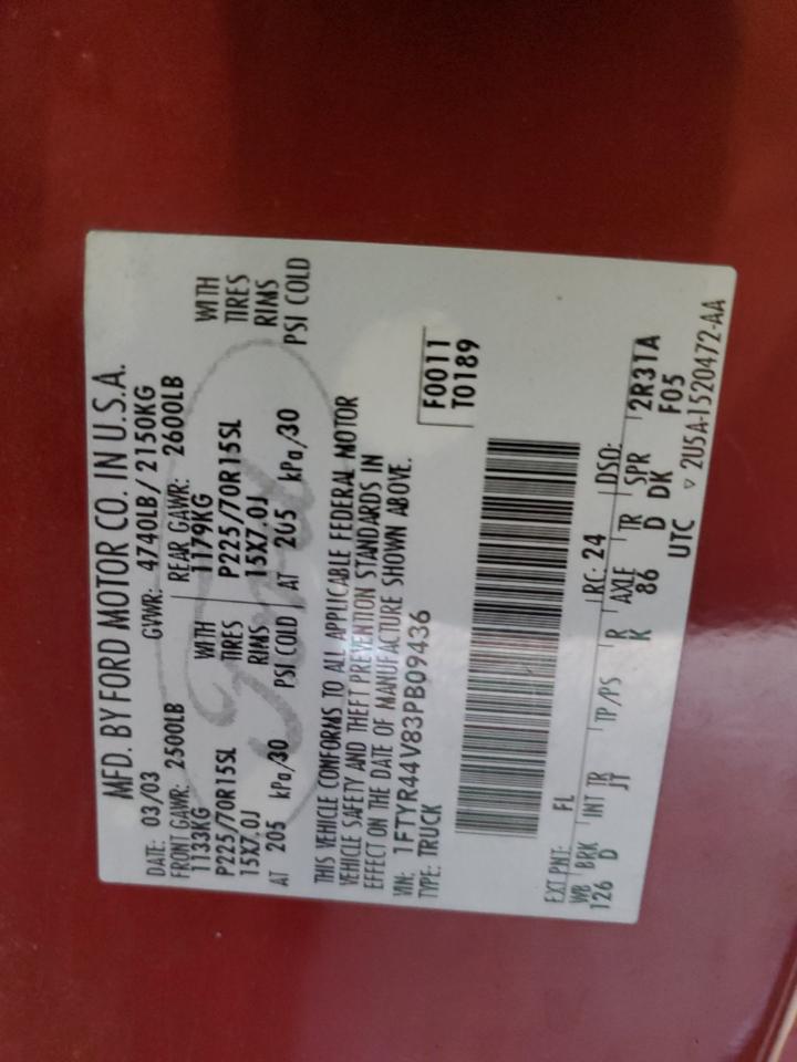 2003 Ford Ranger Super Cab VIN: 1FTYR44V83PB09436 Lot: 91289685