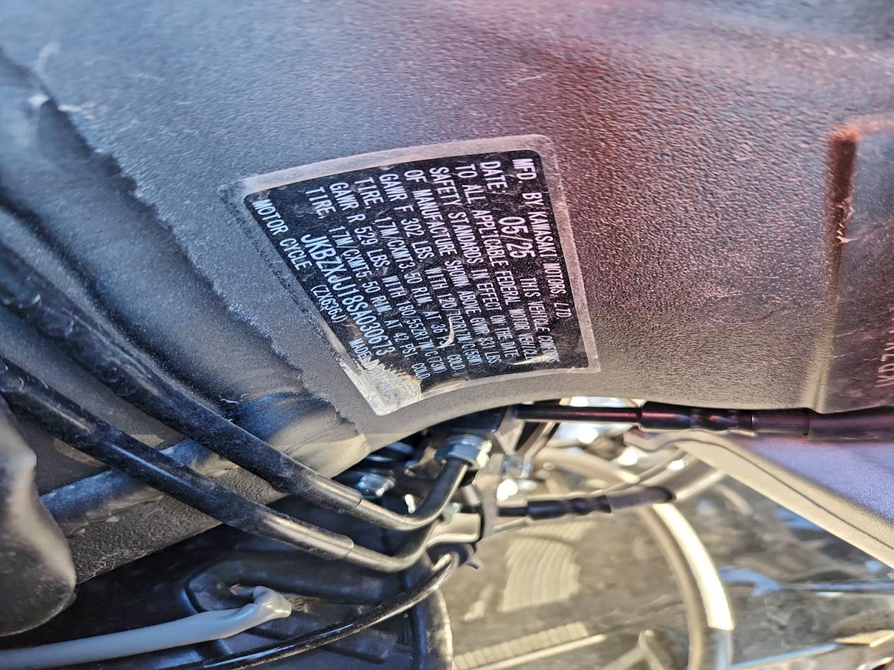 2025 Kawasaki Zx636 K VIN: JKBZXJJ18SA030673 Lot: 93116265