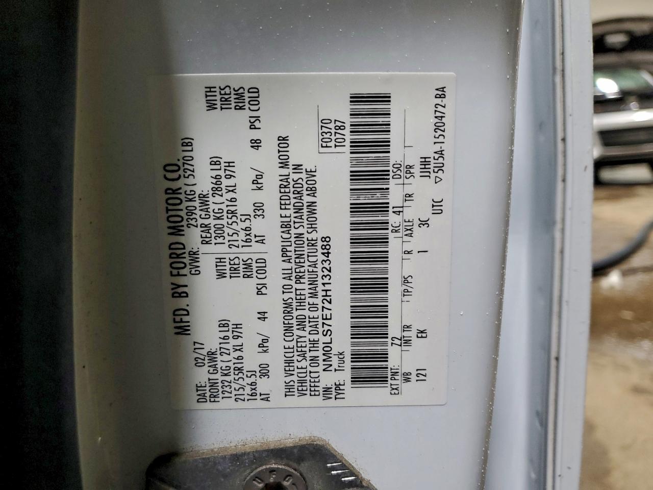 2017 Ford Transit Connect Xl VIN: NM0LS7E72H1323488 Lot: 94444145