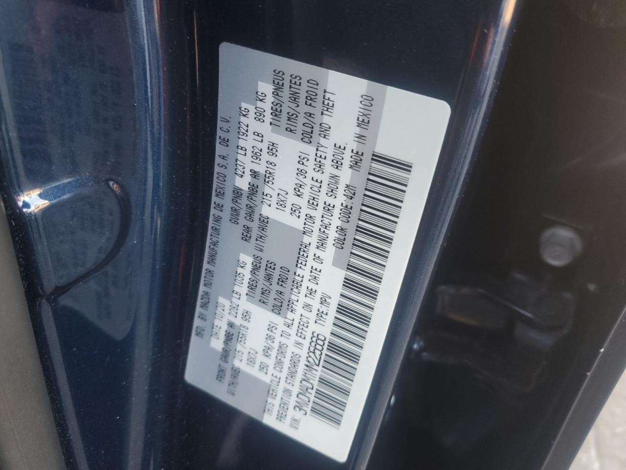 2021 Mazda Cx-30 Premium VIN: 3MVDMADM1MM225666 Lot: 92259715