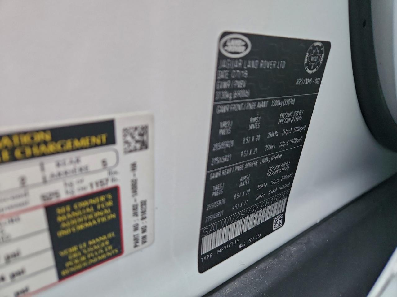 2019 Land Rover Range Rover Sport Hse Dynamic VIN: SALWV2SV4KA816232 Lot: 93720345