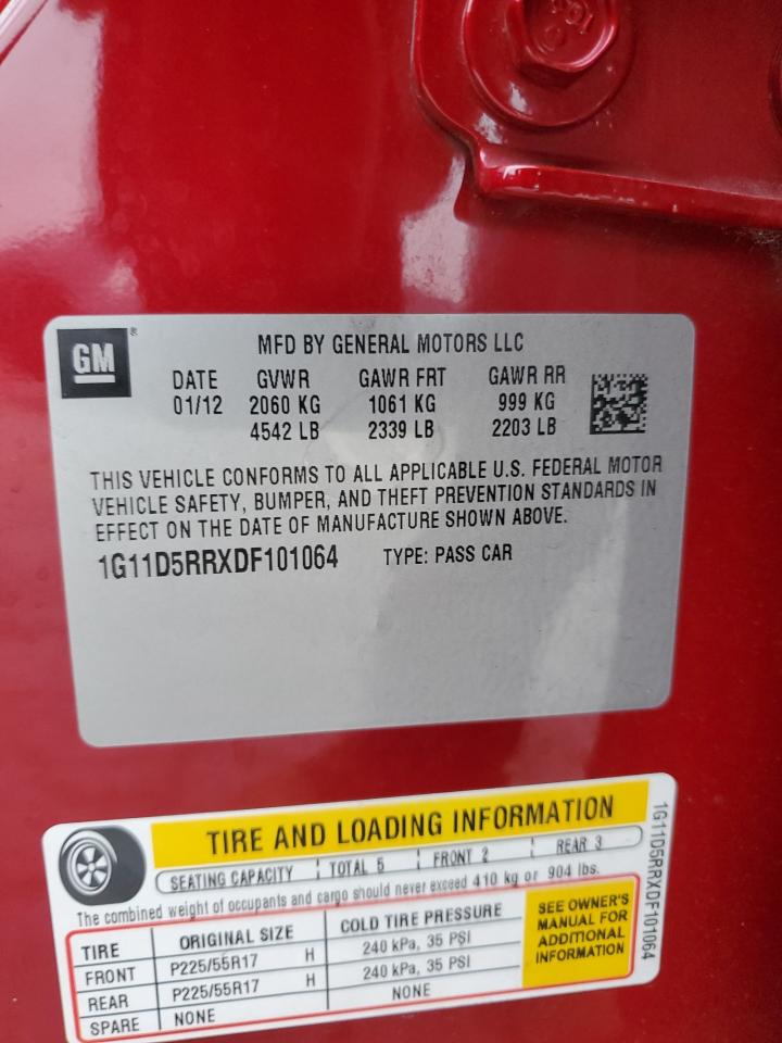 2013 Chevrolet Malibu 1Lt VIN: 1G11D5RRXDF101064 Lot: 93345245