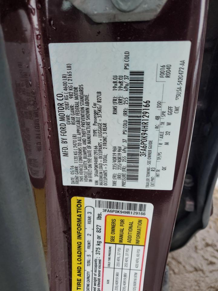 2017 Ford Fusion Titanium VIN: 3FA6P0K94HR129166 Lot: 91979445