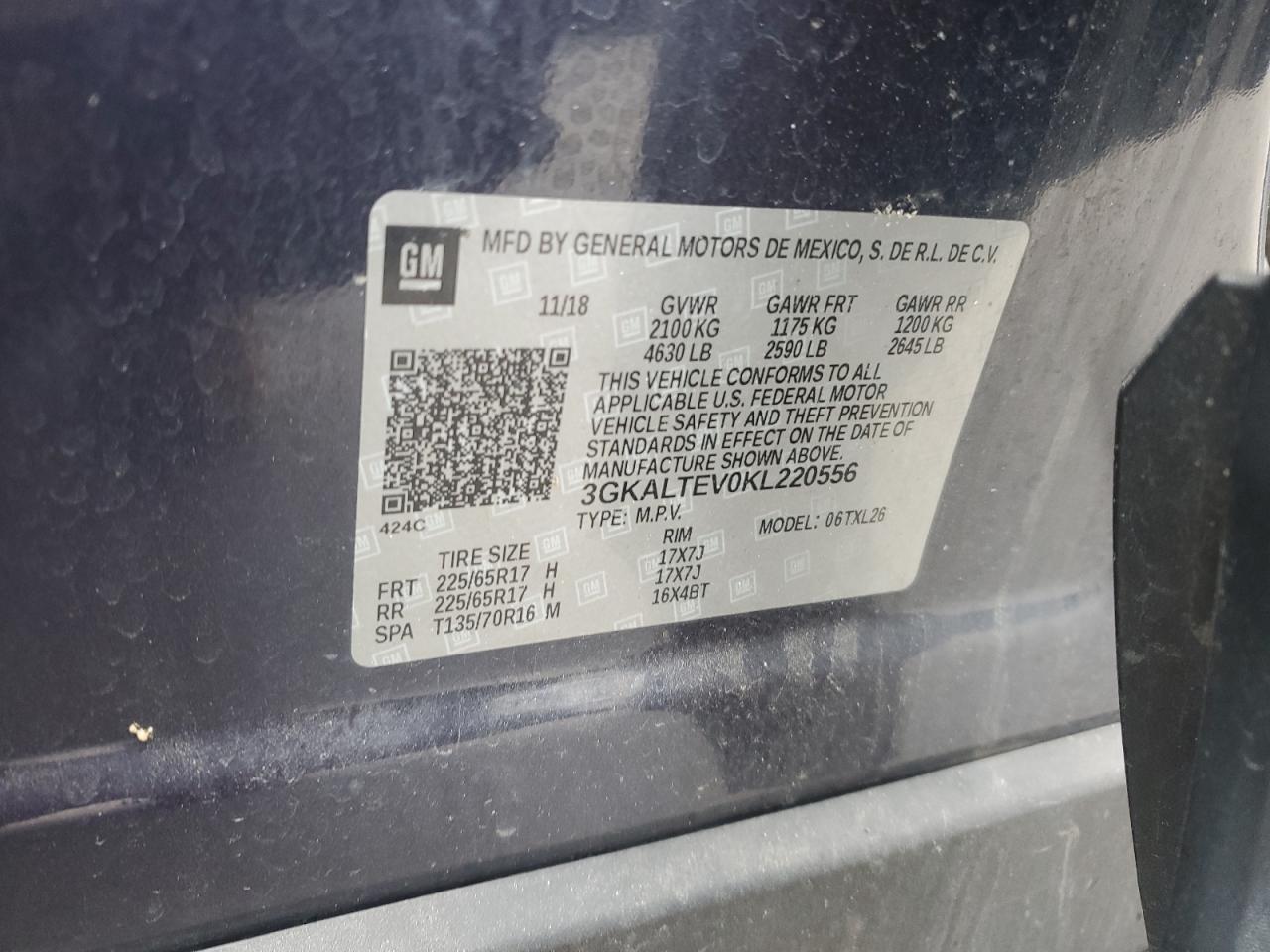 2019 GMC Terrain Sle VIN: 3GKALTEV0KL220556 Lot: 92246805