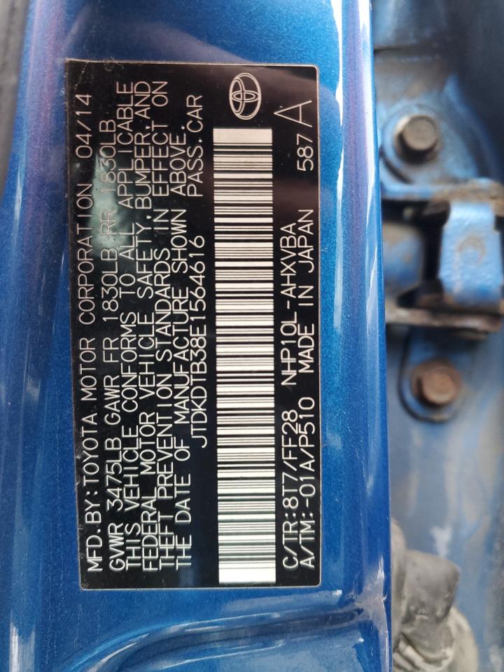 2014 Toyota Prius C VIN: JTDKDTB38E1564616 Lot: 91633075