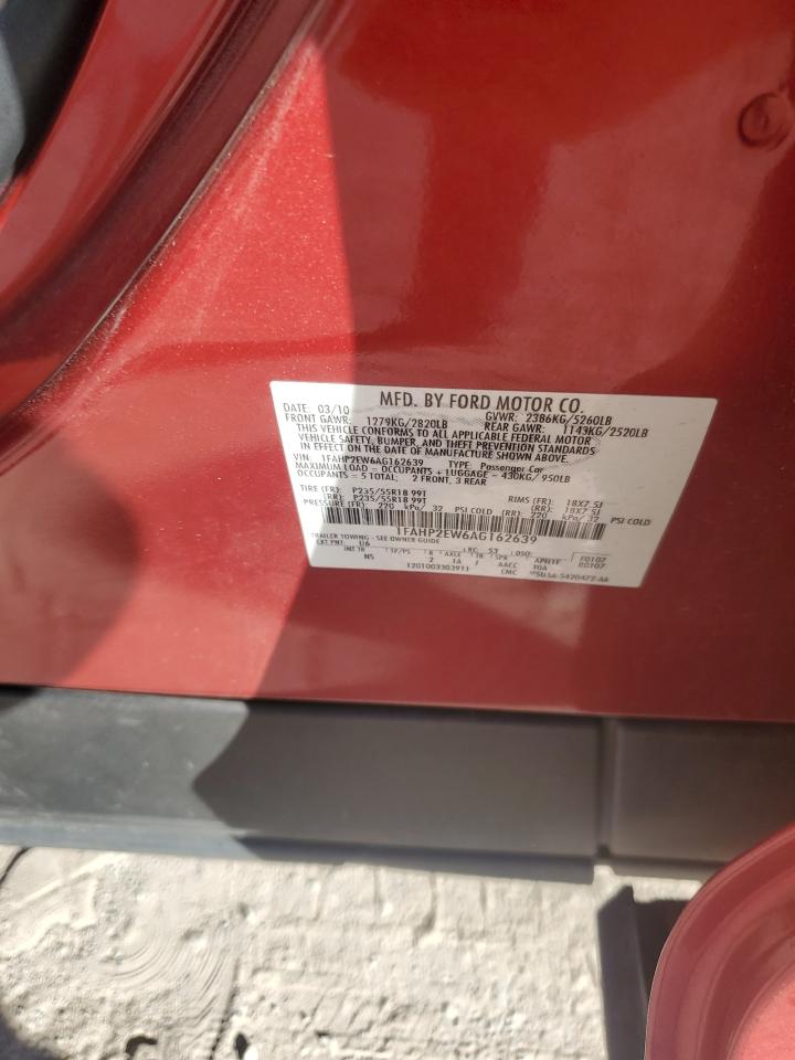 2010 Ford Taurus Sel VIN: 1FAHP2EW6AG162639 Lot: 91469765