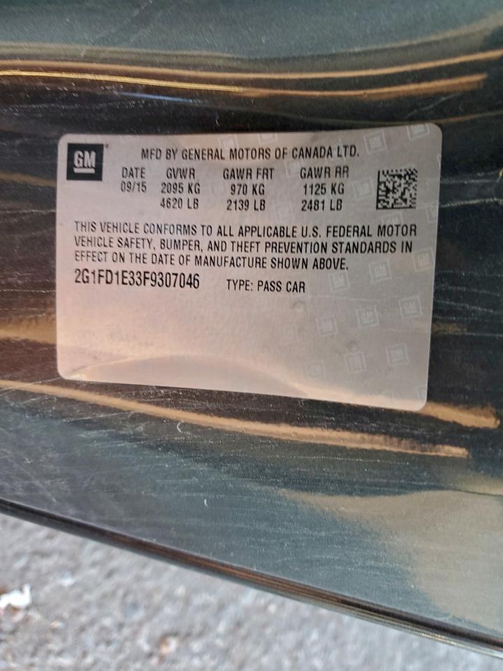 2015 Chevrolet Camaro Lt VIN: 2G1FD1E33F9307046 Lot: 94352495