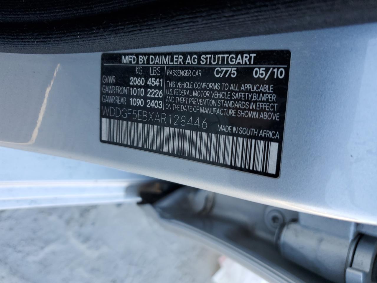 2010 Mercedes-Benz C 300 VIN: WDDGF5EBXAR128446 Lot: 93180405