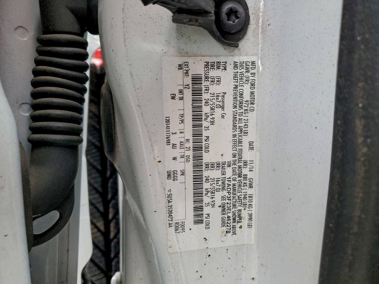 2014 Ford Focus Se VIN: 1FADP3F23EL462278 Lot: 94690205