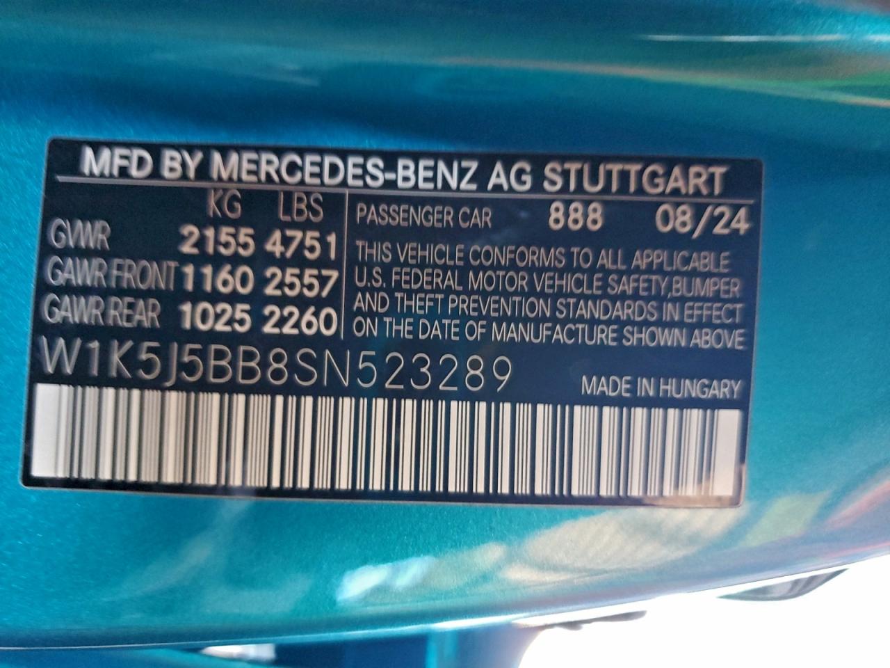 2025 Mercedes-Benz Cla Amg 35 4Matic VIN: W1K5J5BB8SN523289 Lot: 94107935