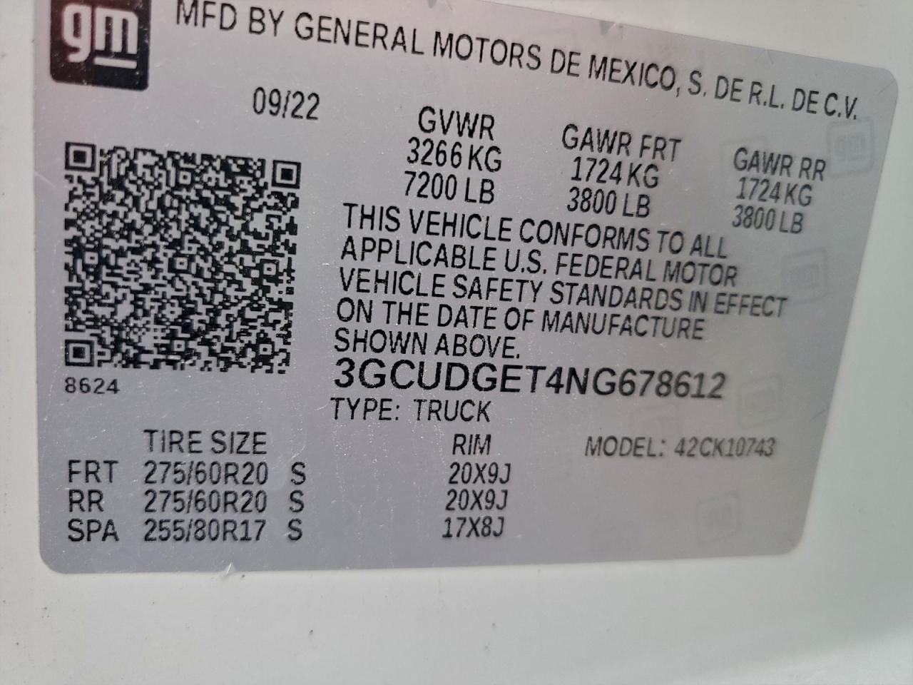 2022 Chevrolet Silverado K1500 Ltz VIN: 3GCUDGET4NG678612 Lot: 85434075