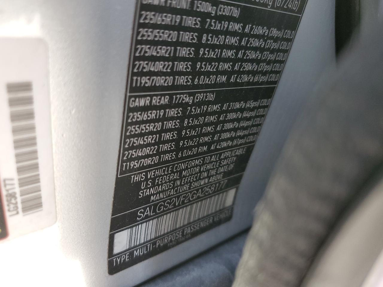 2016 Land Rover Range Rover Hse VIN: SALGS2VF2GA258177 Lot: 90979105