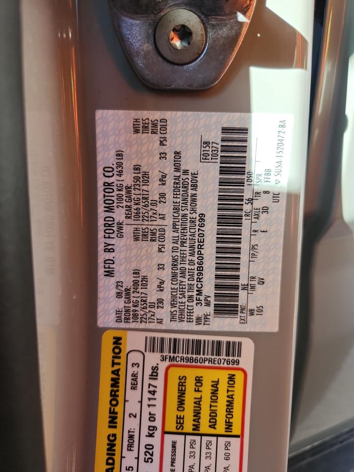 2023 Ford Bronco Sport Big Bend VIN: 3FMCR9B60PRE07699 Lot: 92284275