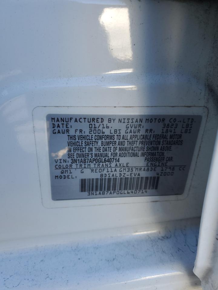 2016 Nissan Sentra S VIN: 3N1AB7AP0GL640714 Lot: 92854775