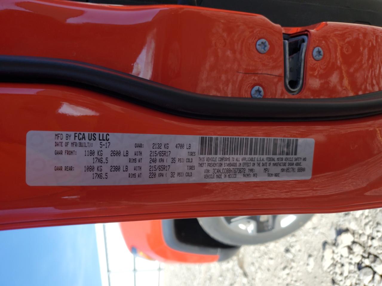 2017 Jeep Compass Trailhawk VIN: 3C4NJDDB8HT673672 Lot: 91104525