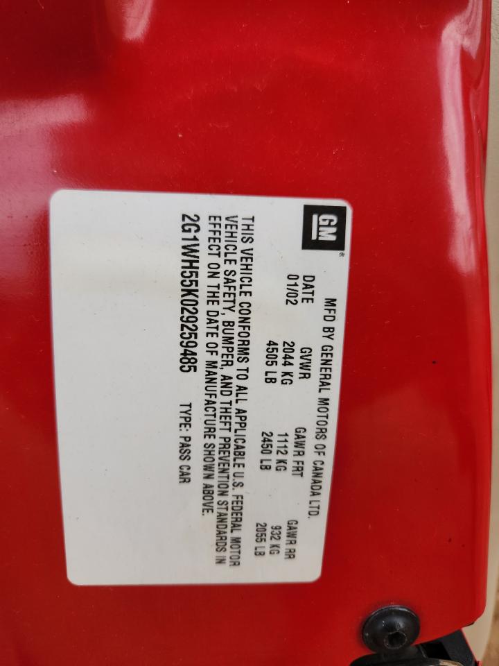 2002 Chevrolet Impala Ls VIN: 2G1WH55K029259485 Lot: 93904235