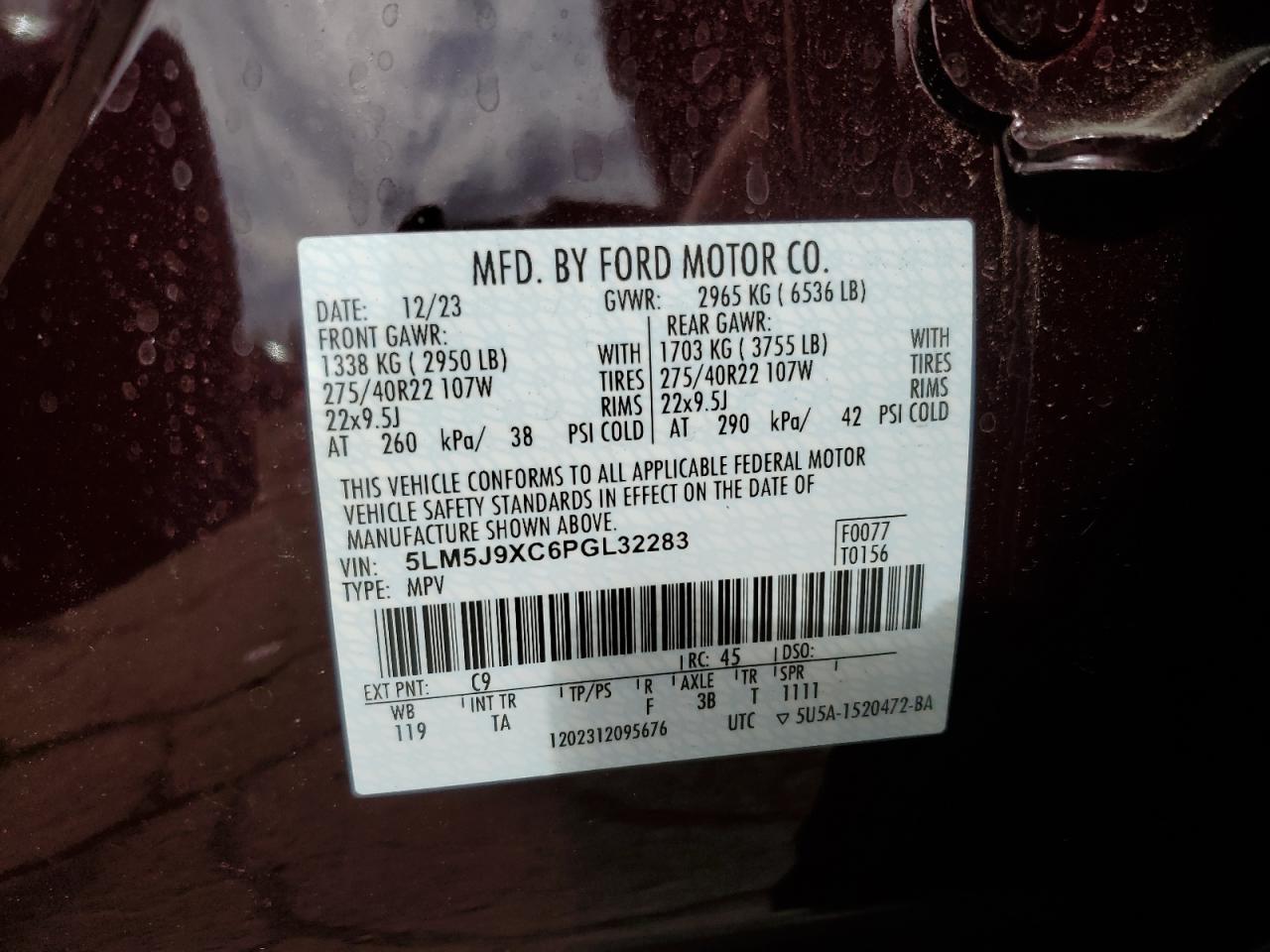 2023 Lincoln Aviator Black Label VIN: 5LM5J9XC6PGL32283 Lot: 91424855