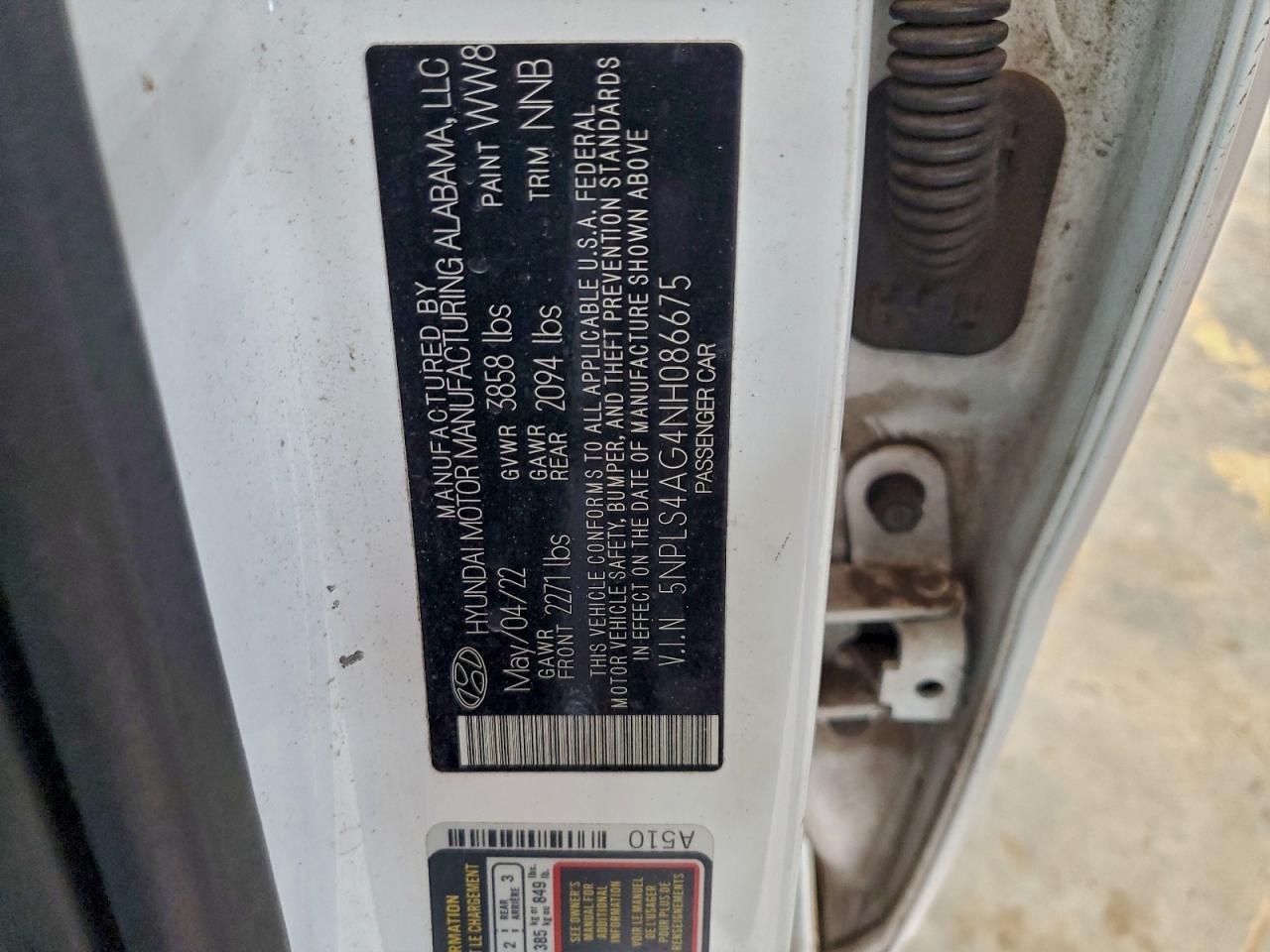 2022 Hyundai Elantra Sel VIN: 5NPLS4AG4NH086675 Lot: 94555615