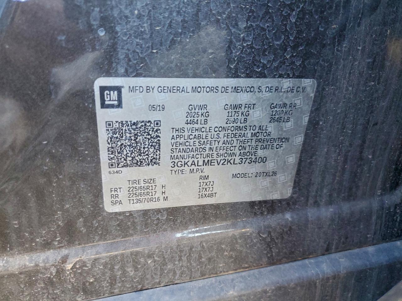 2019 GMC Terrain Sle VIN: 3GKALMEV2KL373400 Lot: 94561695