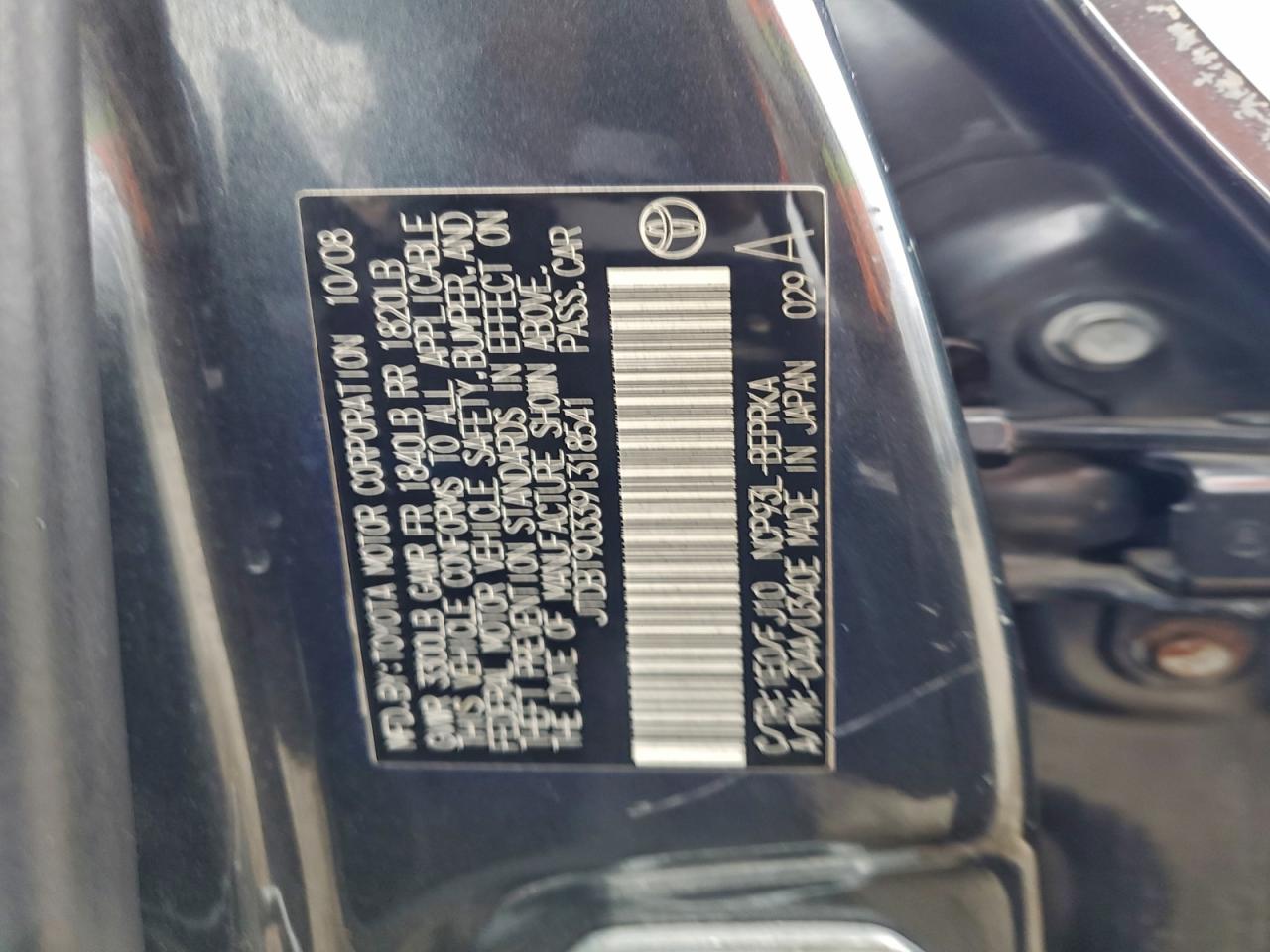 2009 Toyota Yaris VIN: JTDBT903391318541 Lot: 94521715