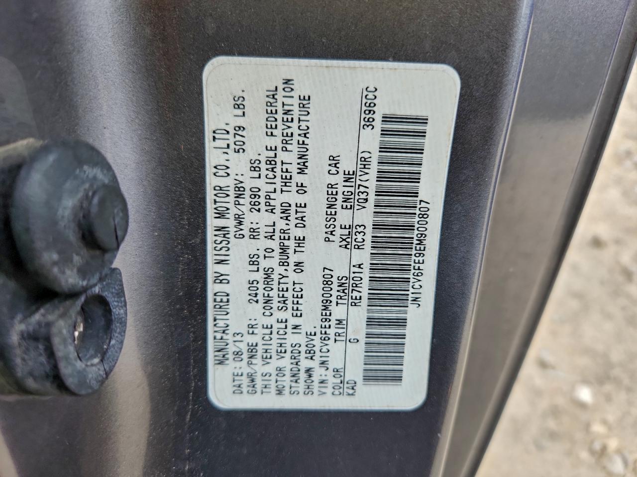 2014 Infiniti Q60 Base VIN: JN1CV6FE9EM900807 Lot: 93059475