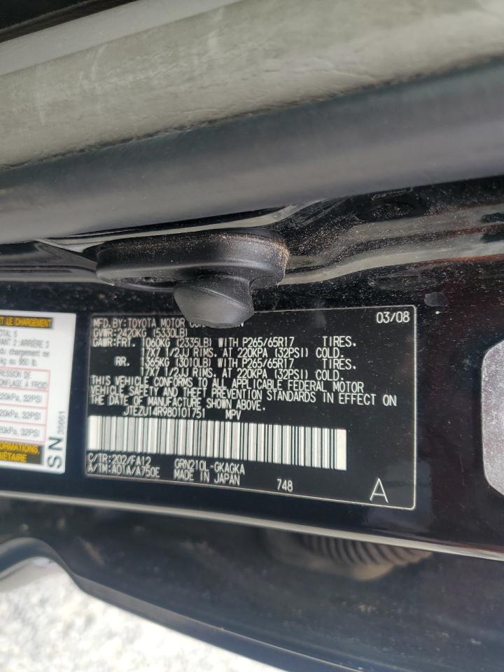 2008 Toyota 4Runner Sr5 VIN: JTEZU14R980101751 Lot: 93355665