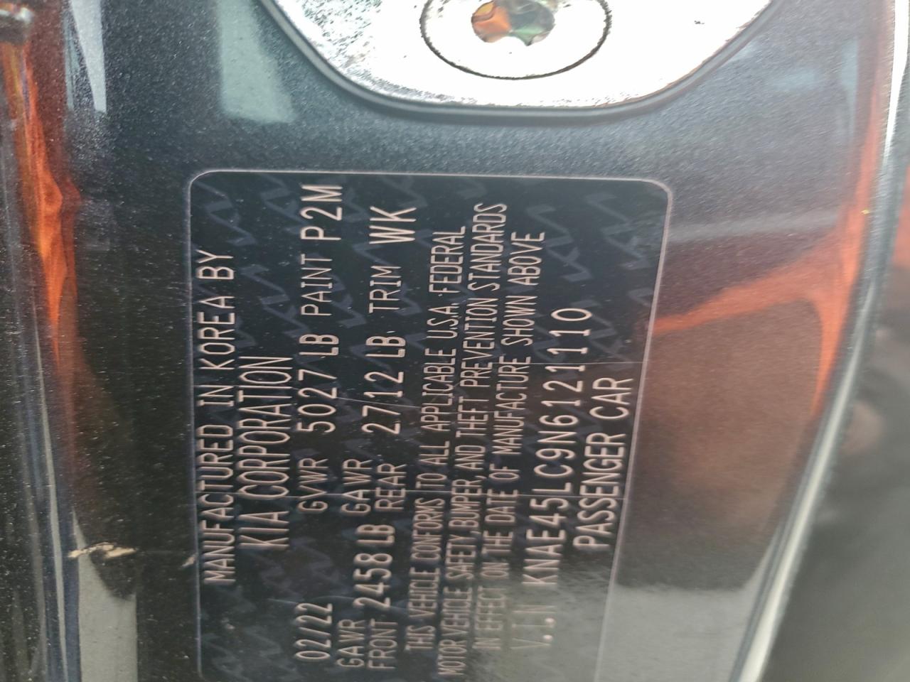 2022 Kia Stinger Gt1 VIN: KNAE45LC9N6121110 Lot: 93373445