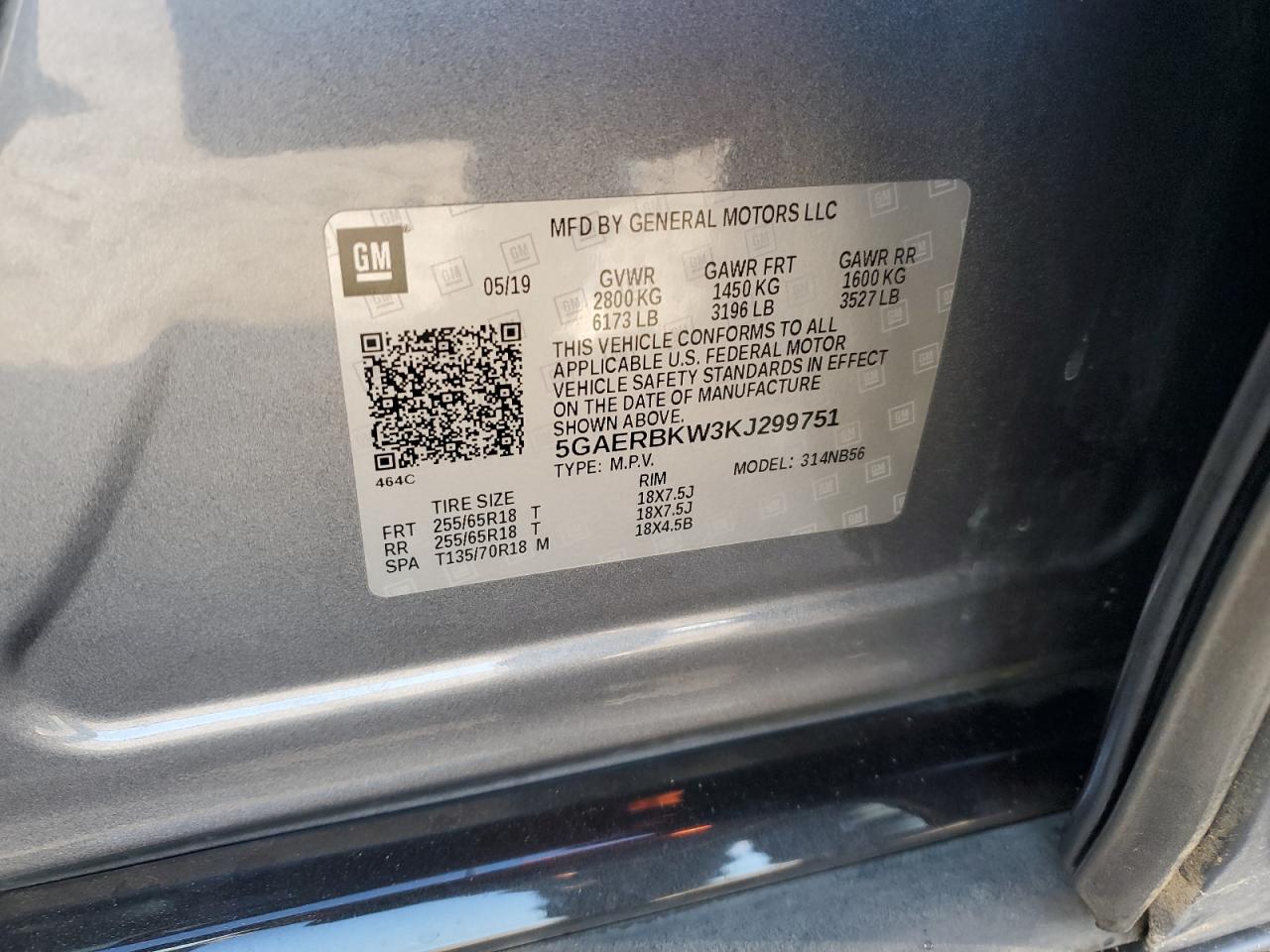 2019 Buick Enclave Essence VIN: 5GAERBKW3KJ299751 Lot: 91258405