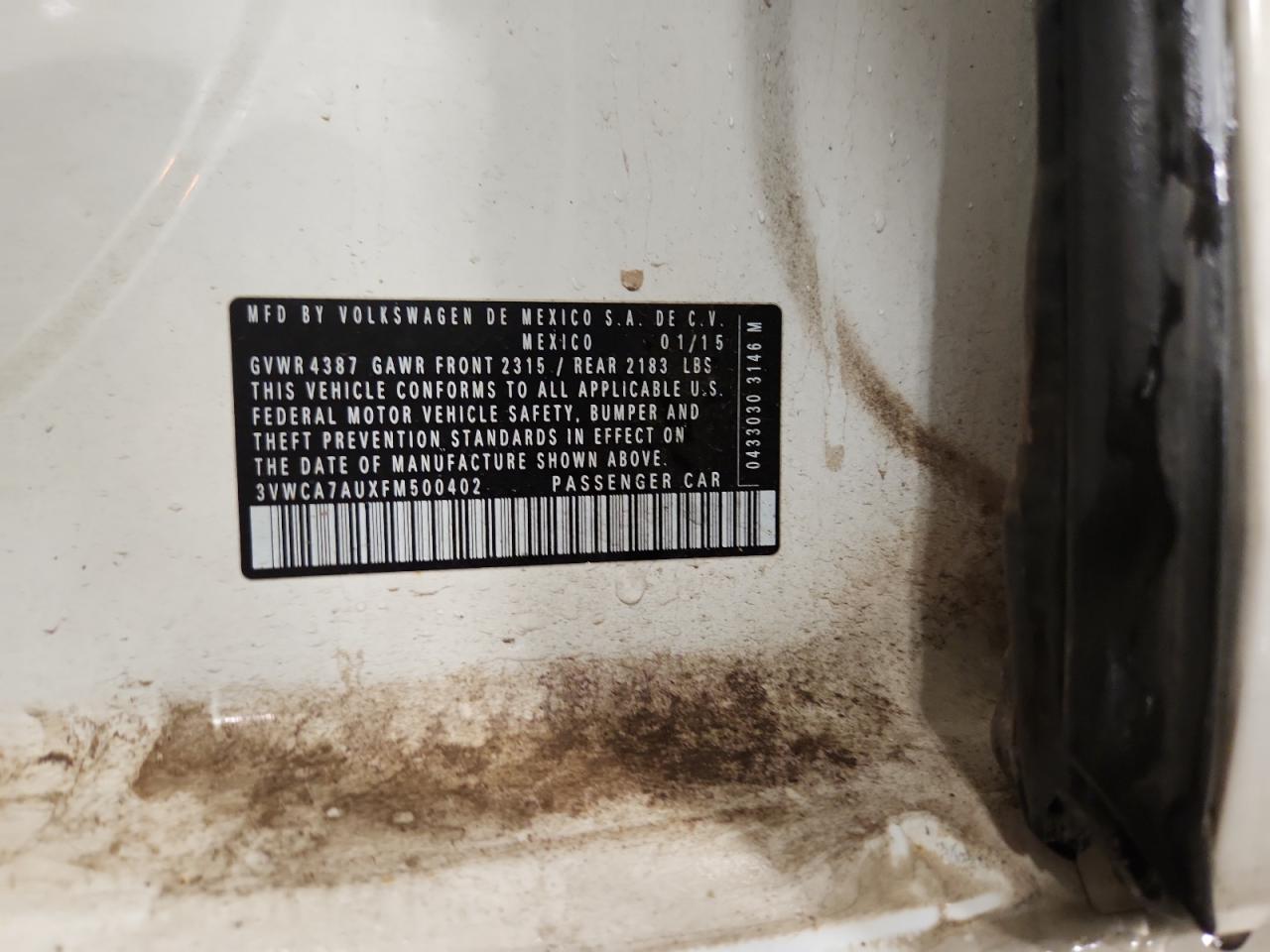 2015 Volkswagen Golf Sportwagen Tdi S VIN: 3VWCA7AUXFM500402 Lot: 91912055