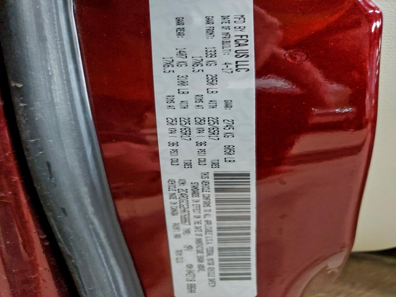 2017 Dodge Grand Caravan Sxt VIN: 2C4RDGCG2HR768867 Lot: 94516055