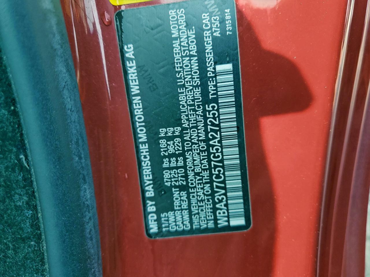 2016 BMW 428 I Sulev VIN: WBA3V7C57G5A27255 Lot: 93694435