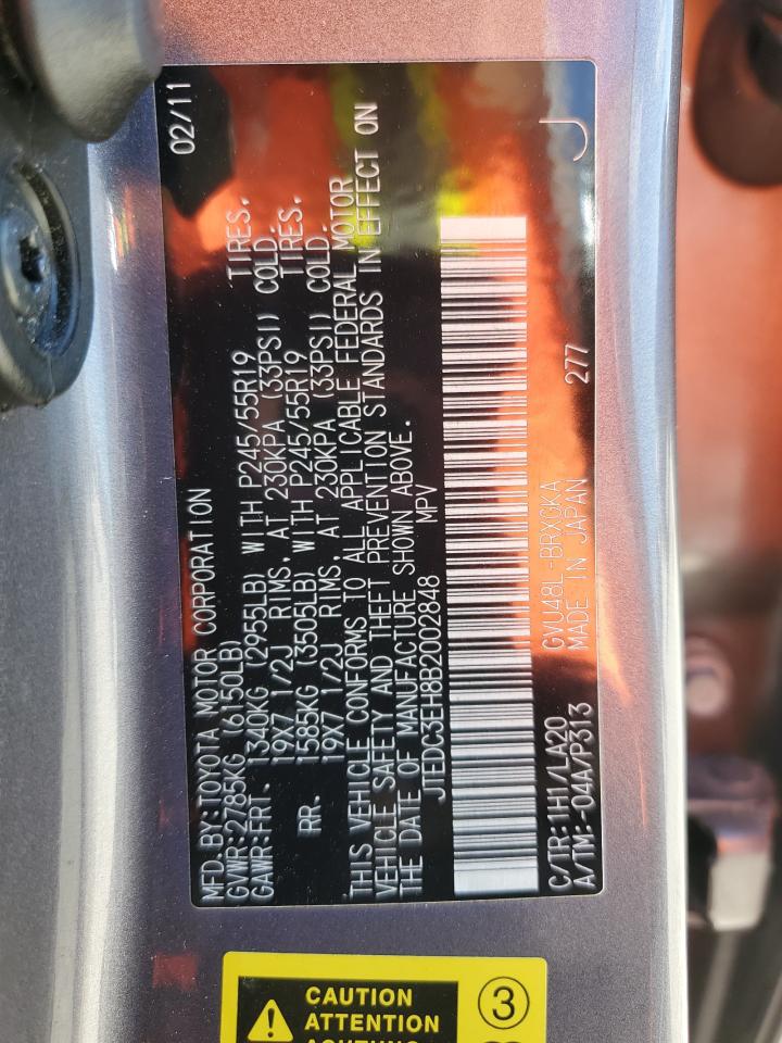 2011 Toyota Highlander Hybrid Limited VIN: JTEDC3EH8B2002848 Lot: 92913555