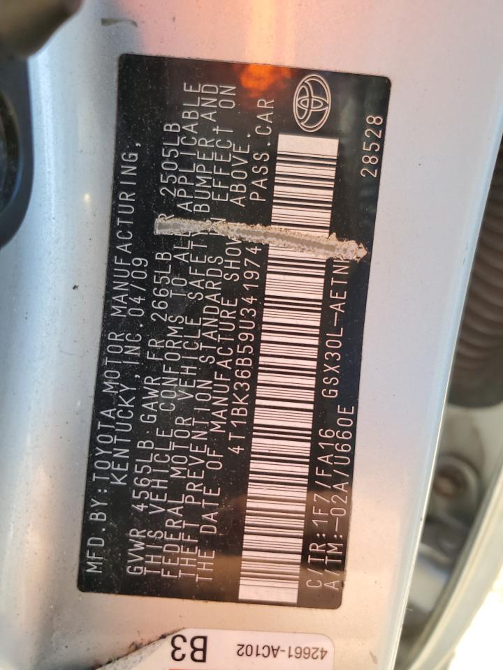 2009 Toyota Avalon Xl VIN: 4T1BK36B59U341974 Lot: 92940045