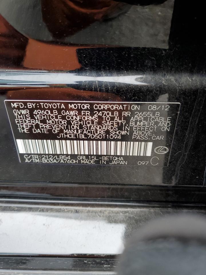 2013 Lexus Gs 350 VIN: JTHCE1BL7D5011094 Lot: 92027135