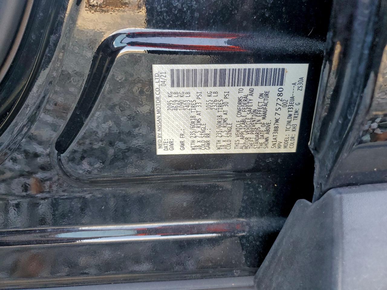 2021 Nissan Rogue Sv VIN: 5N1AT3BB7MC757280 Lot: 94695545