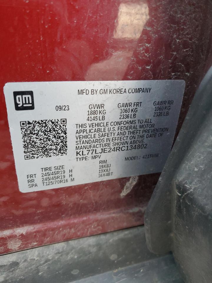 2024 Chevrolet Trax 2Rs VIN: KL77LJE24RC134802 Lot: 91198365